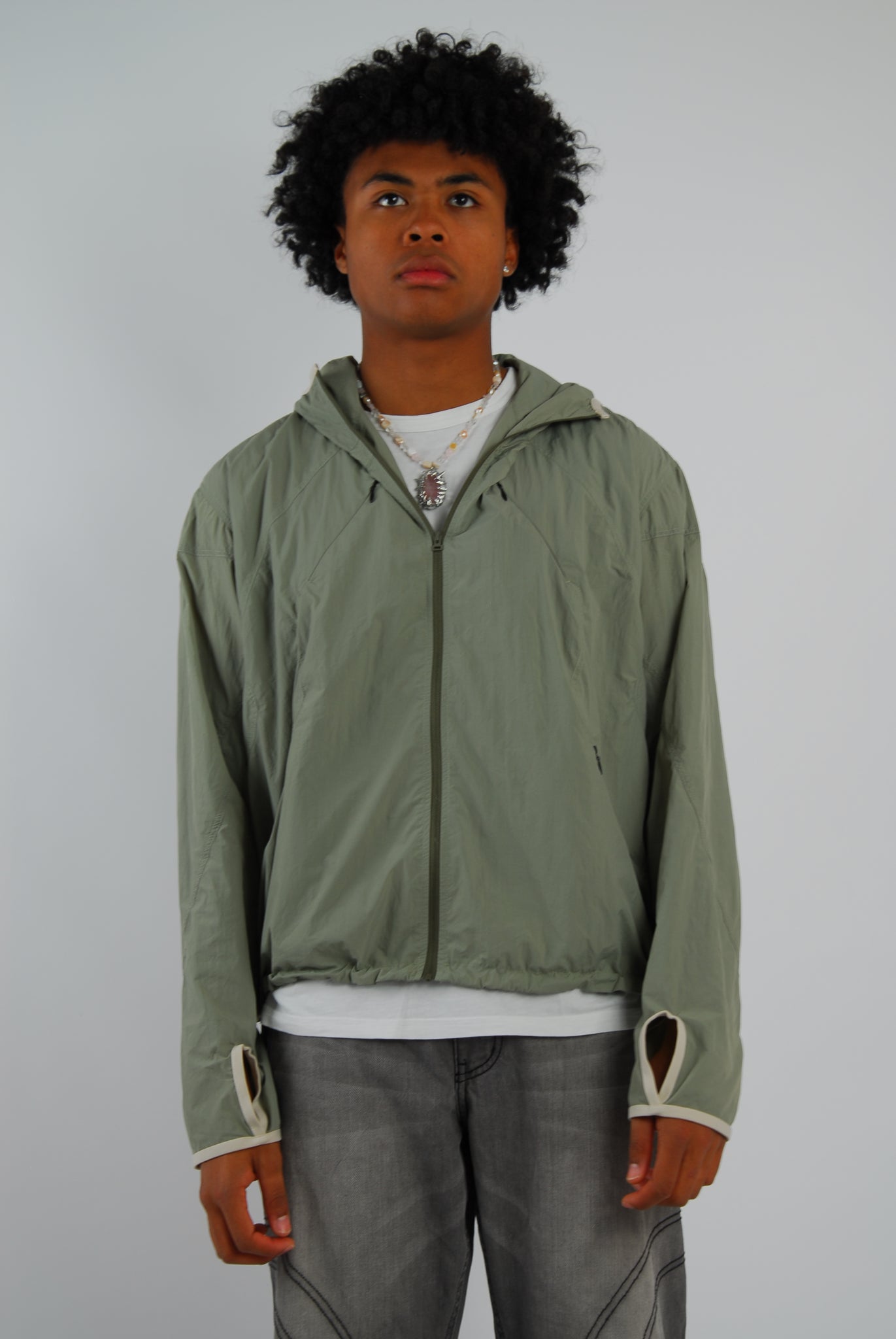 Alcyus khaki track jacket, with four pockets