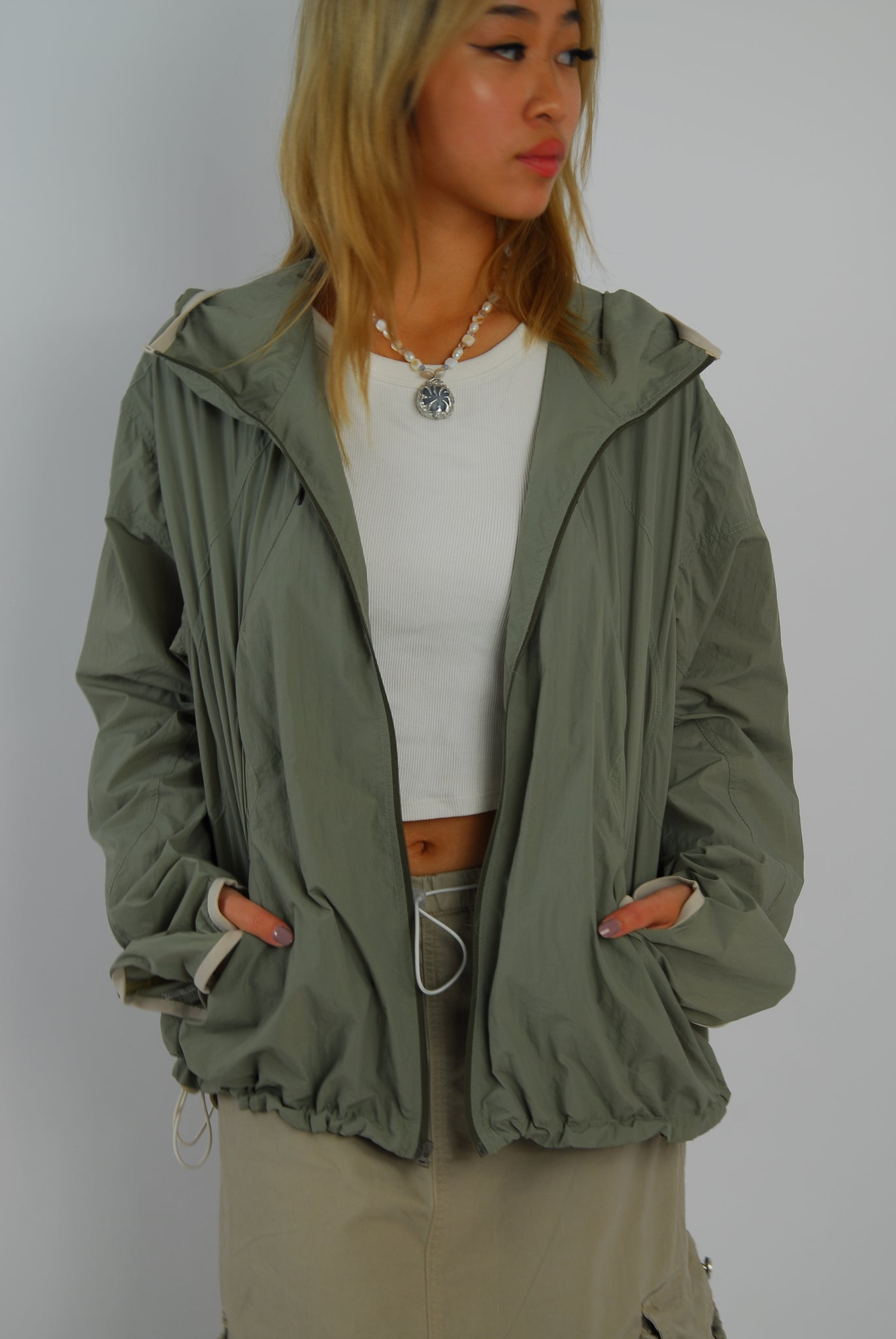 Alcyus khaki track jacket, with four pockets